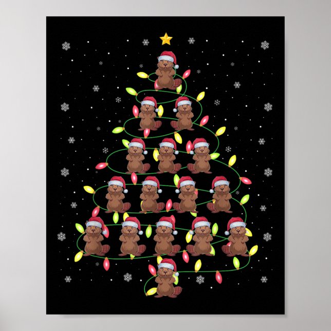 Beaver Santa Julgran Ljus Ugly Sweater St Poster (Framsidan)