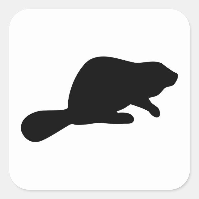 Beaver Silhouette Fyrkantigt Klistermärke (Framsida)