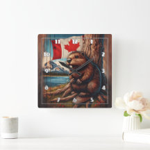 Beaver Sitta av Sjö med kanadensiska Flagga