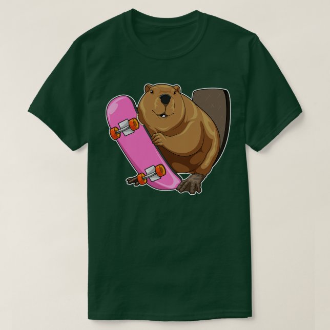 Beaver Skater Skateboard T Shirt (Design framsida)
