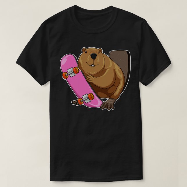 Beaver Skater Skateboard T Shirt (Design framsida)