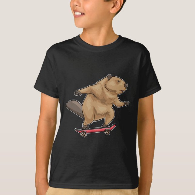 Beaver Skater Skateboard T Shirt (Framsida)