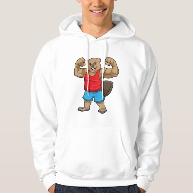 Beaver som BodyBuilder med stor Upper-arm Hoodie (Framsida)