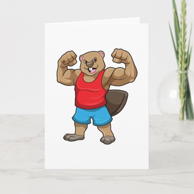Beaver som BodyBuilder med stor Upper-arm Kort (Framsida)