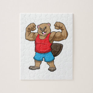 Beaver som BodyBuilder med stor Upper-arm Pussel