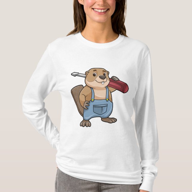 Beaver som Crateur med Wrench T Shirt (Framsida)