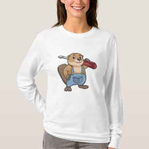 Beaver som hantverkare med kortplatta skruvmejslar t shirt