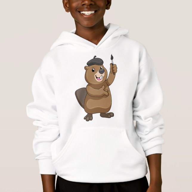 Beaver som målarfärg med färgpensel t shirt (Framsida)