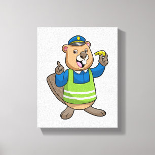 Beaver som polischef med visshet canvastryck