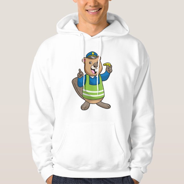Beaver som polischef med visshet hoodie (Framsida)