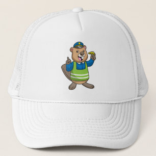 Beaver som polischef med visshet keps