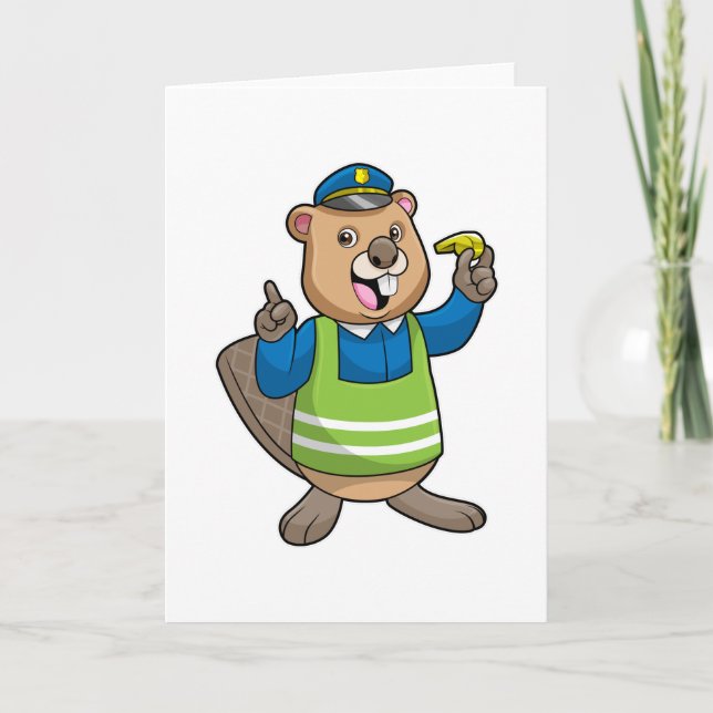 Beaver som polischef med visshet kort (Framsida)