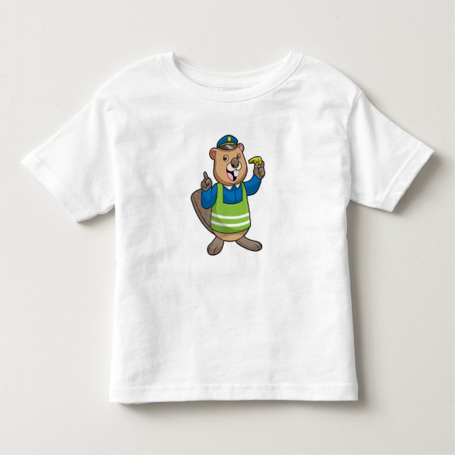 Beaver som polischef med visshet t shirt (Framsida)