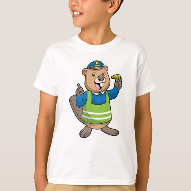 Beaver som polischef med visshet t shirt (Framsida)