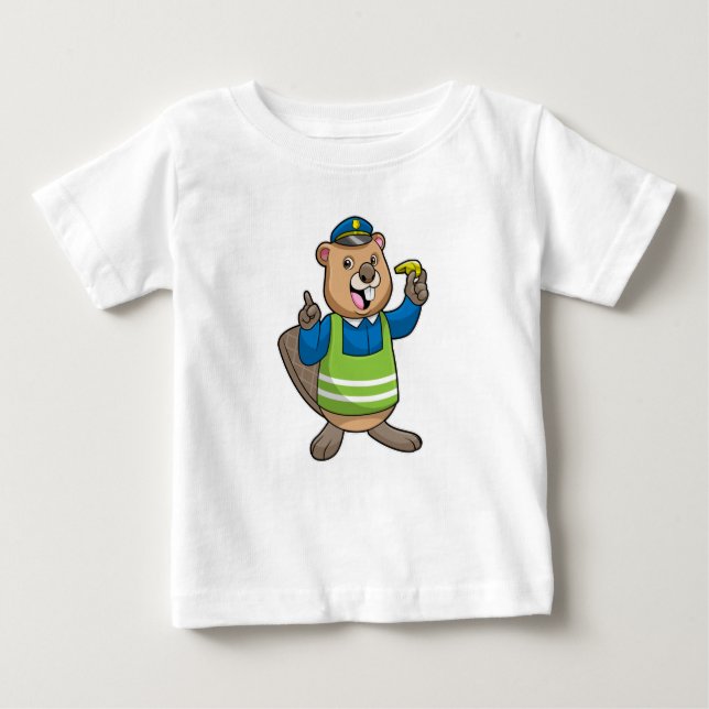 Beaver som polischef med visshet t shirt (Framsida)