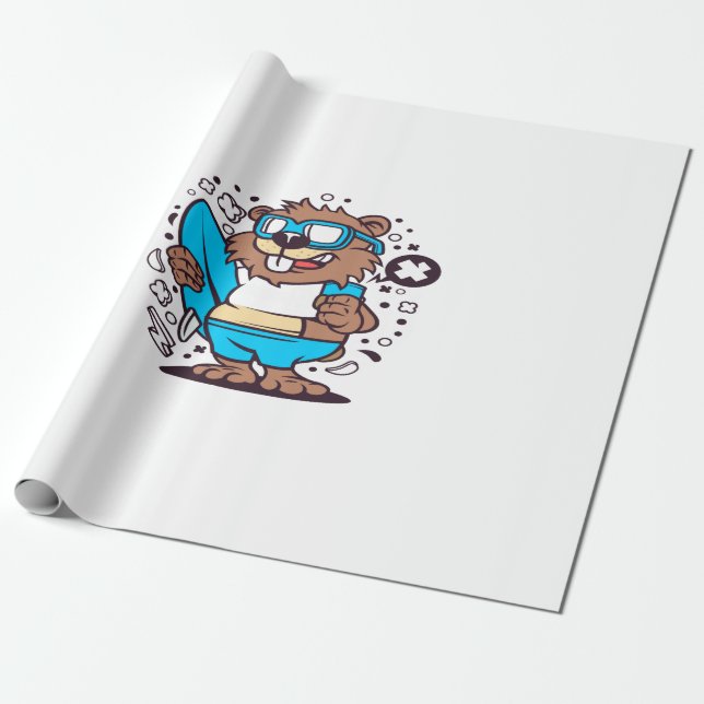 Beaver Surfing Presentpapper (Utrullad)