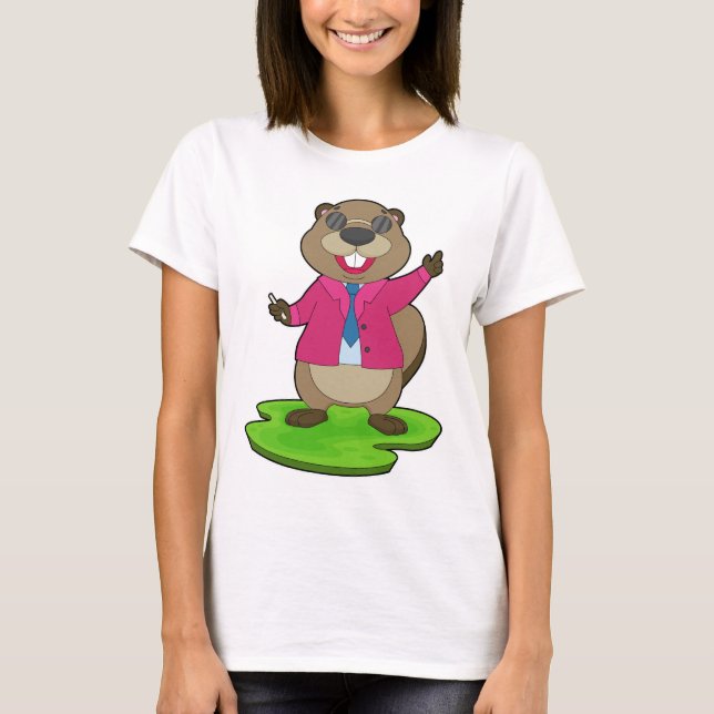 Beaver Teacher Chalk School T Shirt (Framsida)
