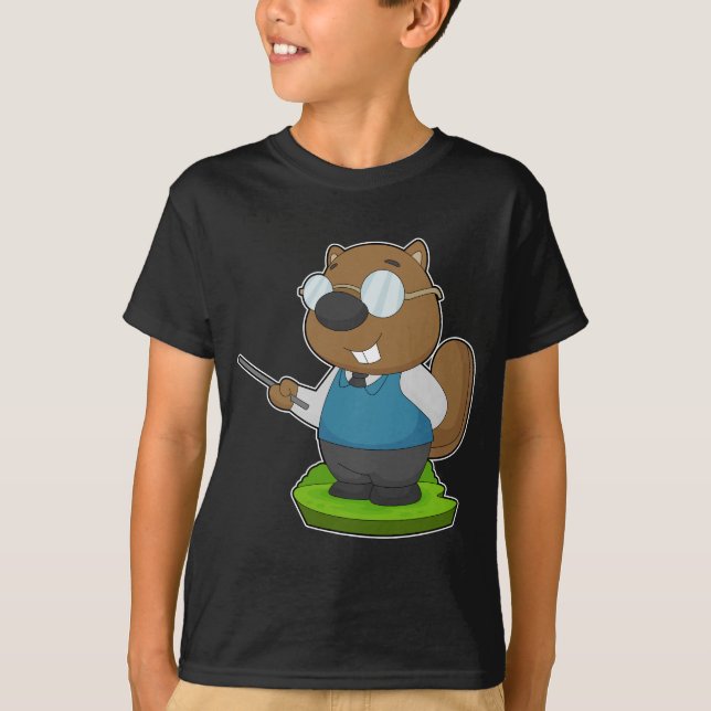 Beaver Teacher Glasses T Shirt (Framsida)