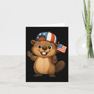 Beaver USA flagga 4 juli Independence day Boys Gir Kort