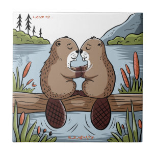 Beaver Valentine Kakelplatta