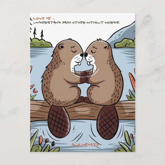 Beaver Valentine Vykort (Framsida)