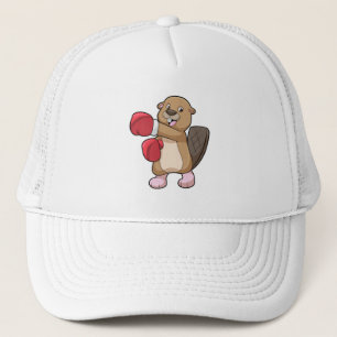 Beaver vid Boxing med Boxing handskar Keps