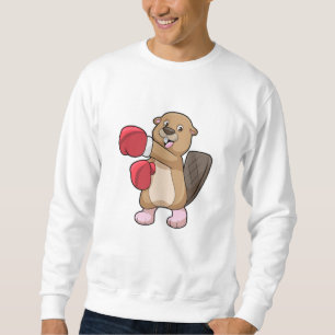 Beaver vid Boxing med Boxing handskar Lång Ärmad Tröja