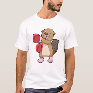 Beaver vid Boxing med Boxing handskar T Shirt
