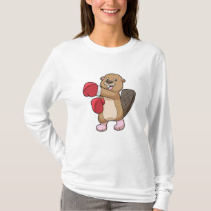 Beaver vid Boxing med Boxing handskar T Shirt