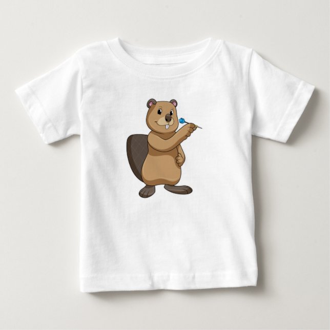 Beaver vid Darts med Dart T Shirt (Framsida)