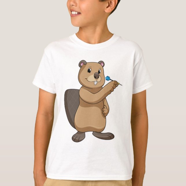 Beaver vid Darts med Dart T Shirt (Framsida)
