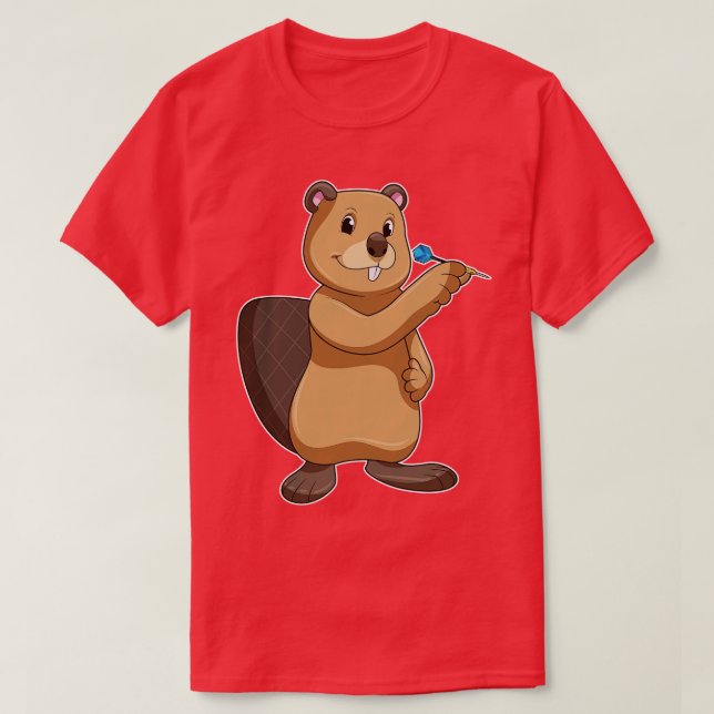 Beaver vid Darts med Dart T Shirt (Design framsida)