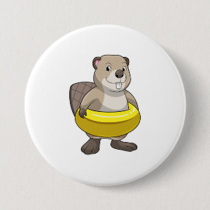 Beaver vid Swimming med Simma ring Knapp