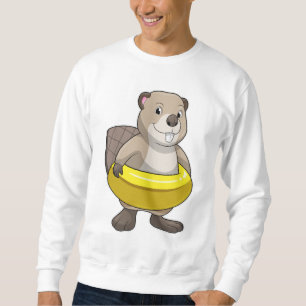 Beaver vid Swimming med Simma ring Lång Ärmad Tröja