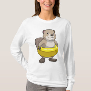 Beaver vid Swimming med Simma ring T Shirt