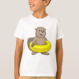 Beaver vid Swimming med Simma ring T Shirt