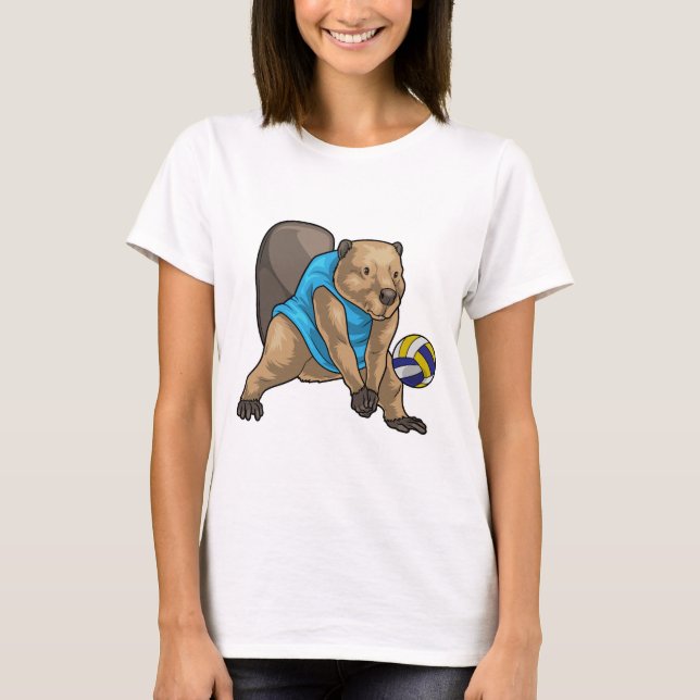 Beaver Volleyball-spelare Volleyball T Shirt (Framsida)