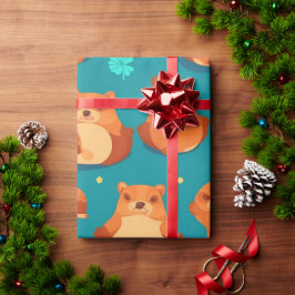 Beaver Watercolor Colorful Personlig Mönster Presentpapper