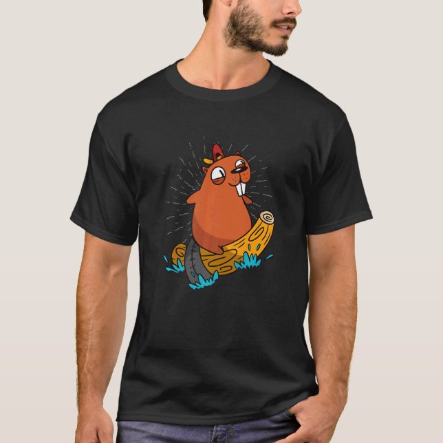 Beaver Wood Animals T Shirt (Framsida)
