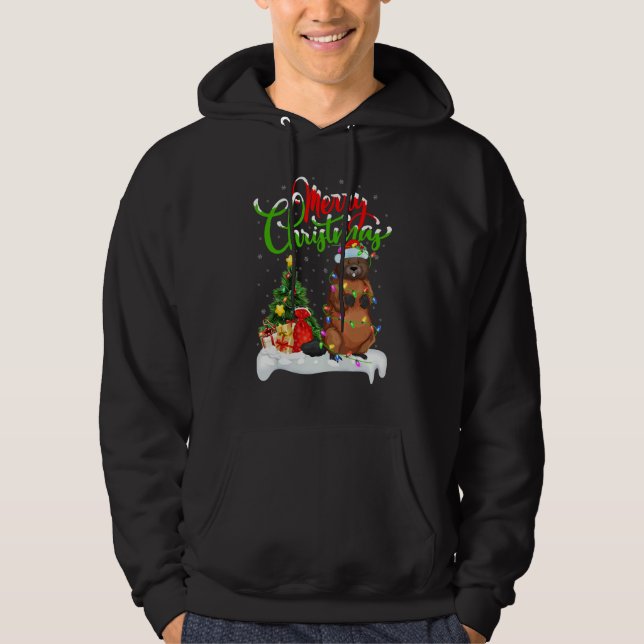 Beaver   Xmas Decorations Santa Beaver Christmas Hoodie (Framsida)