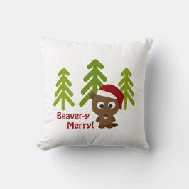Beaver-y Merry! Cute God Beaver Kudde