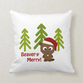 Beaver-y Merry! Cute God Beaver Kudde