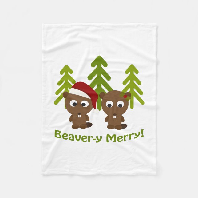 Beaver-y Merry! Jul Beavers Fleecefilt (Framsidan)