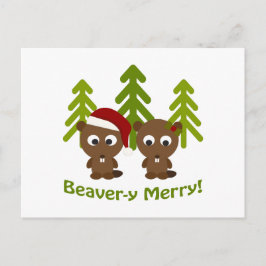 Beaver-y Merry! Jul Beavers Helg Vykort