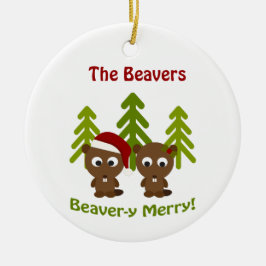 Beaver-y Merry! Jul Beavers Julgransprydnad Keramik