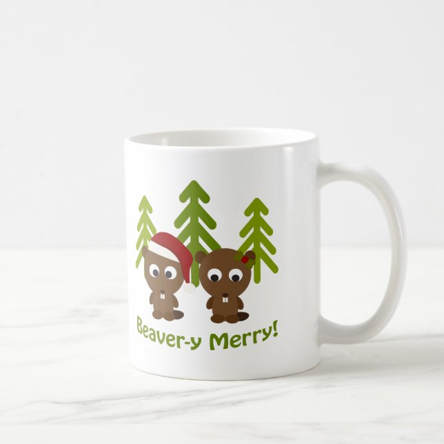 Beaver-y Merry! Jul Beavers Kaffemugg (Höger)