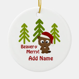 Beaver-y Merry! Julbäver Julgransprydnad Keramik