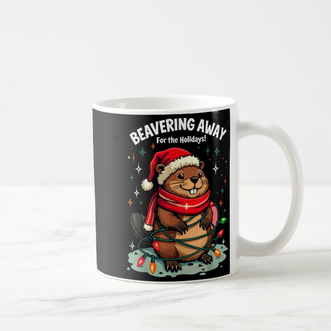 Beavering Away For The Holidays Christmas Santa Be Kaffemugg (Höger)