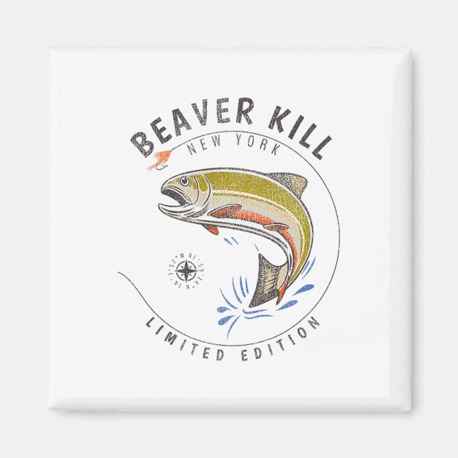 Beaverkill River New York Flugfiske Souvenir Bea Magnet (Framsidan)
