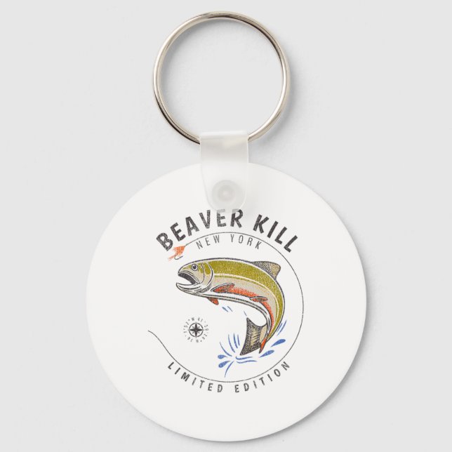 Beaverkill River New York Flugfiske Souvenir Bea Nyckelring (Framsida)